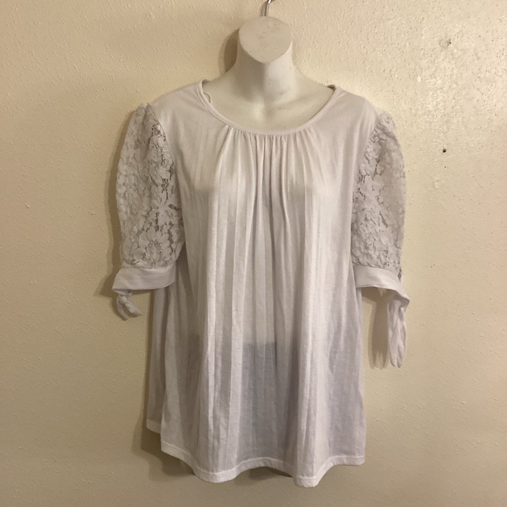 Carolyn Taylor Women’s Lace Sleeves Blouse Size Large - Picture 2 of 8